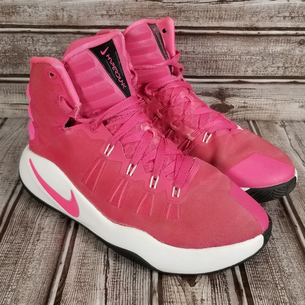 NIKE Zoom Hyperdunk 2016 Breast Cancer Vivid Pink Youth 6 Basketball Shoe